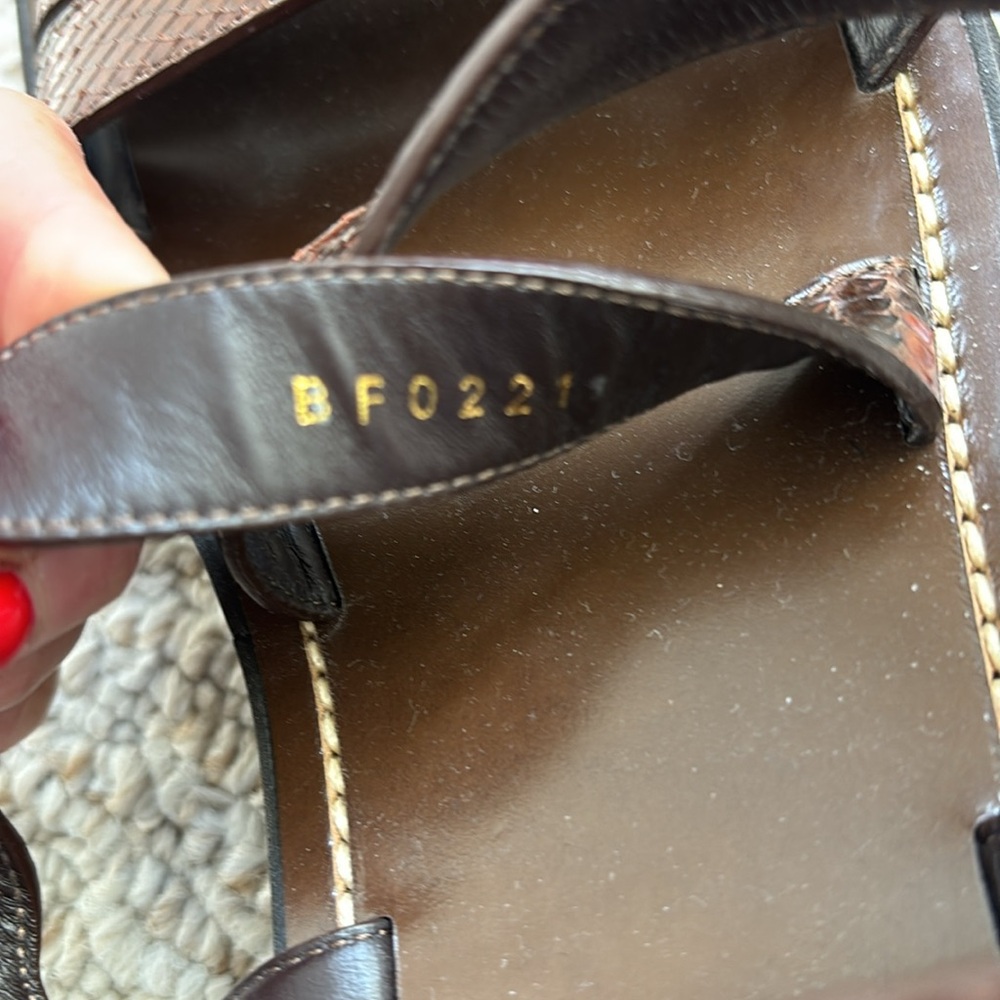 CELINE python Strappy Sandals with Gold Buckle - Picture 9 of 10